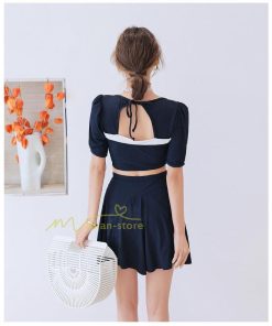 水着 | レディース ワンピース型 体型カバー 温泉2点セット 水着セット セクシー お洒落 可愛い 20代30代40代 無地 セパレート 韓国ファッション 着痩せ