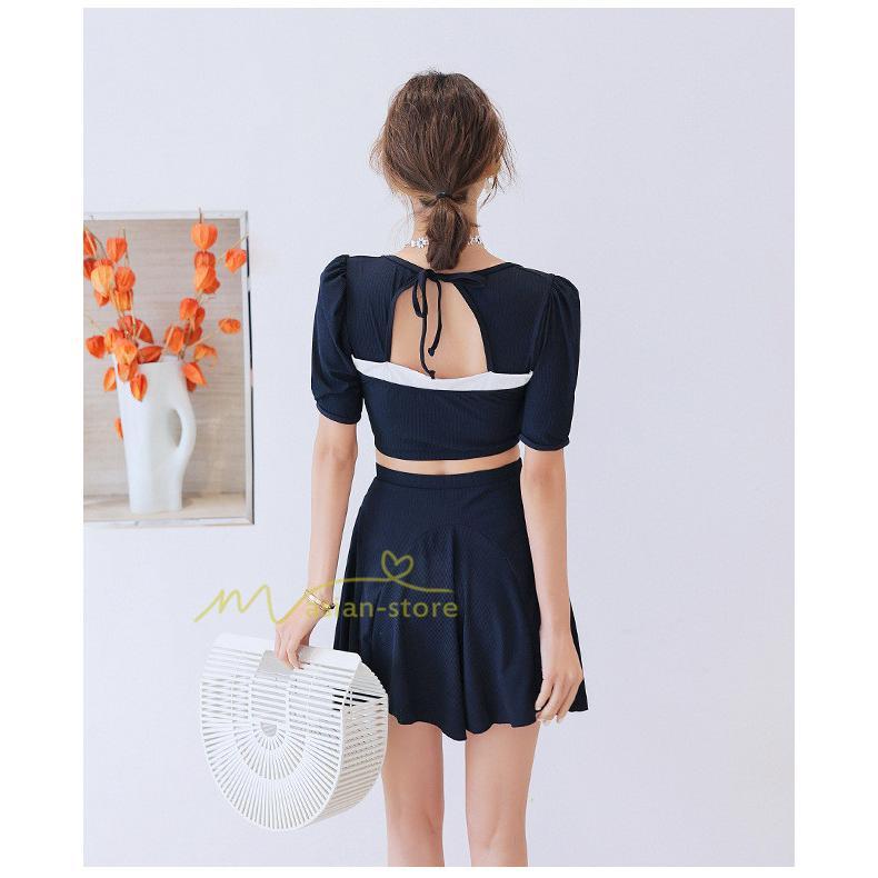 水着 | レディース ワンピース型 体型カバー 温泉2点セット 水着セット セクシー お洒落 可愛い 20代30代40代 無地 セパレート 韓国ファッション 着痩せ