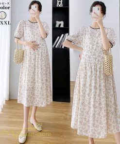 ワンピース | マタニティレディース 着痩せ 韓国風 小花柄 妊婦服 マタニティウェア 上品 大きいサイズ 夏服 Aラインお出かけ マタニティ
