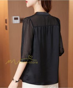 ｔシャツ・カットソー | Tシャツ レディース 7分袖 七分袖 カジュアル おしゃれ 女性用 シンプル 無地 ブラック ブラウス 通勤 フェミニン 20代30代40代50代 シフォンシャツ エレガント