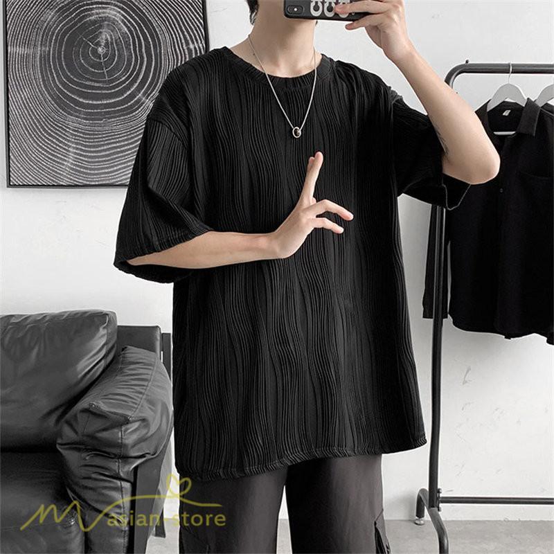 Tシャツ | Tシャツ メンズ カットソー 半袖丸首 シンプル ストライプ 夏新作 カッコウイイ メンズスタイル 上品 半袖 白 カジュアル 黒 クルーネック