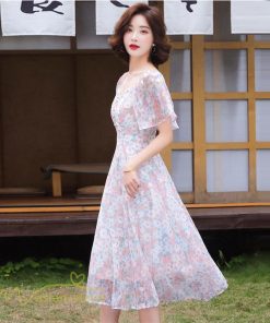 ミディアム | ワンピース レディース 花柄 きれいめ 膝丈 おしゃれ 上品 半袖 スクエアネック 大きいサイズ 30代 40代 夏新作 20代 サマーワンピース 大人 エレガント 韓国風