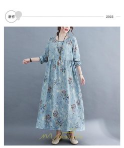 マキシ | 大きいサイズ レディース ワンピース ロング丈 マキシ丈 長袖 ぽっちゃり カワイイ オシャレ ゆったり お腹 お尻 グレー 腰周り 着痩せ 2022新作 体型カバー