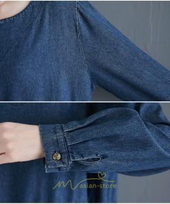 デニムワンピース | ワンピース レディース カジュアル 人気 デニム ロング丈 ゆったり 大きいサイズ ポケット スリット 20代30代40代 華奢見え 着痩せ 体型カバー 可愛い