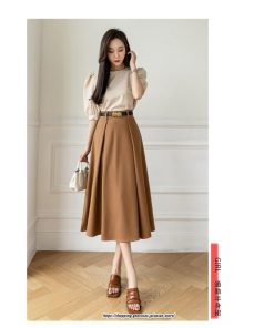 スカート | フレアロングロング丈 ミモレ丈 Aラインベルト付き 通勤 20代 30代 40代 50代 上品 コーデ 着痩せ 高見え 送料無料