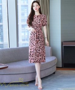 ミディアム | ワンピース レディース 着痩せ サマーワンピース 上品 カジュアルワンピース 上品 大きいサイズ 夏服 レオパード 20代 40代 30代 ミディアムワンピース 膝丈