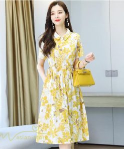 ミディアム | シャツワンピース レディース ワンピース 着痩せ 花柄 膝丈 ミディアムワンピース 上品 Aラインワンピース 春 夏新作 フリーサイズ サマーワンピース 通勤通学