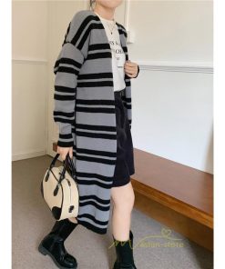 カーディガン | ロングニット2022秋冬 レディース アウター ボーダー 羽織り 長袖 ニット ニットカーデ セーター 大人 通学通勤 20代40代