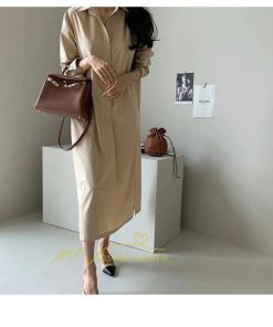 マキシ | シャツ シャツワンピ ワンピース ロング マキシ丈 シャツ 前開き 長袖 シャツ ひざ下丈 大きいサイズ アウター ワンピース 無地 体型カバー 20代30代40代50代