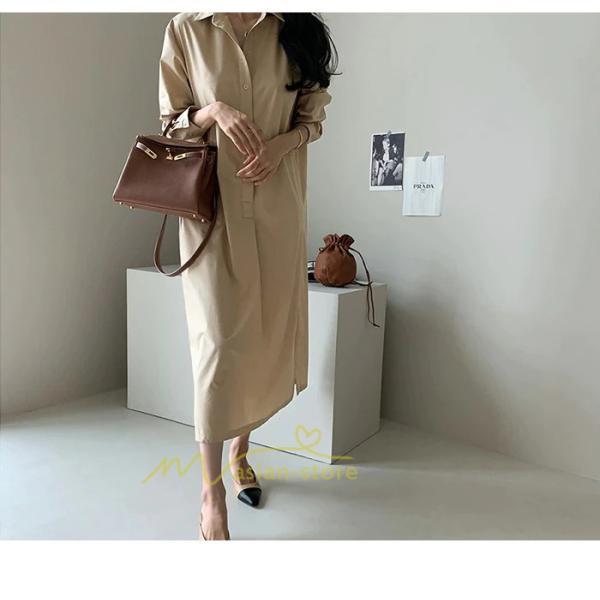 マキシ | シャツ シャツワンピ ワンピース ロング マキシ丈 シャツ 前開き 長袖 シャツ ひざ下丈 大きいサイズ アウター ワンピース 無地 体型カバー 20代30代40代50代