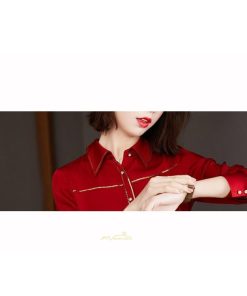 シャツ・ブラウス | ブラウス レディース シャツ トップス 赤 長袖シャツ 無地 オフィス カジュアル おしゃれ シフォン 通勤 通学 ナチュラル 可愛い 上品 オシャレ 秋服 キレイめ