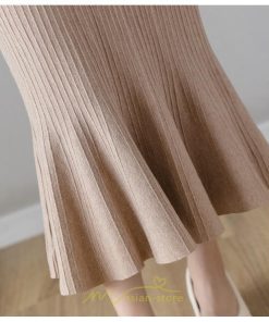 スカート | ロング丈 秋冬 レディース ロングウエストゴム ハイウエスト 黒 グレー マーメイド コーデ お出かけ 韓国風 脚長効果 フレア 人気新作