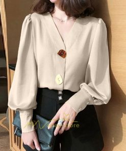 シャツ・ブラウス | シャツブラウス レディース シャツ トップス とろみシャツ 長袖 ブラウス 無地 Vネック オシャレ 着痩せ 通勤 30代 40代 20代 バルーンスリーブ OL フォーマル