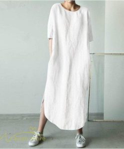 マキシ | ワンピース レディース 無地 ゆったり 半袖 ゆるワンピース 大きいサイズ 5XL ゆったり 30代 40代 体型カバー お出かけ 裾口スリット かわいい 日常感 20代