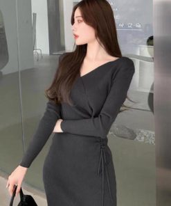 ワンピース | カシュクール リブニット秋冬