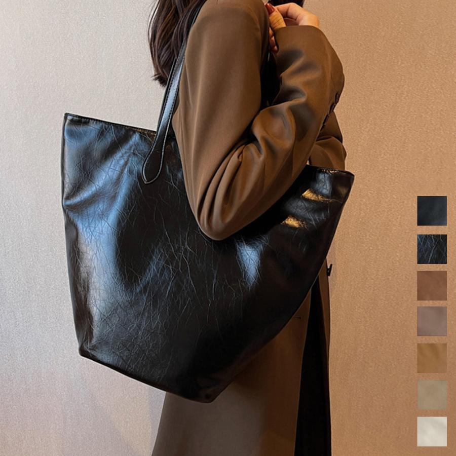 トートバッグ | PUレザー大容量 レトロ