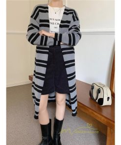 カーディガン | ロングニット2022秋冬 レディース アウター ボーダー 羽織り 長袖 ニット ニットカーデ セーター 大人 通学通勤 20代40代