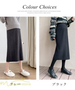 スカート | マタニティ秋 冬 レディース ニット妊婦服 産前 産後 着痩せ 裾口スリット 上品 マタニティウェア きれいめ ウエスト調整 コーデ