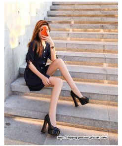 パンプス | 22.5cm-28cmハイヒール厚底ラウンドトゥ ストラップなし レディースシューズ 大きいサイズ 大人 上品 パーティー コス 太ヒール