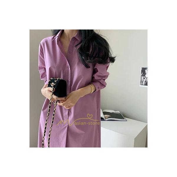 マキシ | シャツ シャツワンピ ワンピース ロング マキシ丈 シャツ 前開き 長袖 シャツ ひざ下丈 大きいサイズ アウター ワンピース 無地 体型カバー 20代30代40代50代
