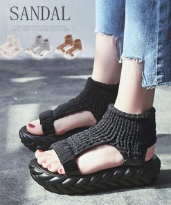 サンダル | レディース 厚底 メッシュ スポーツソックス 通気性 ニット歩きやすい
