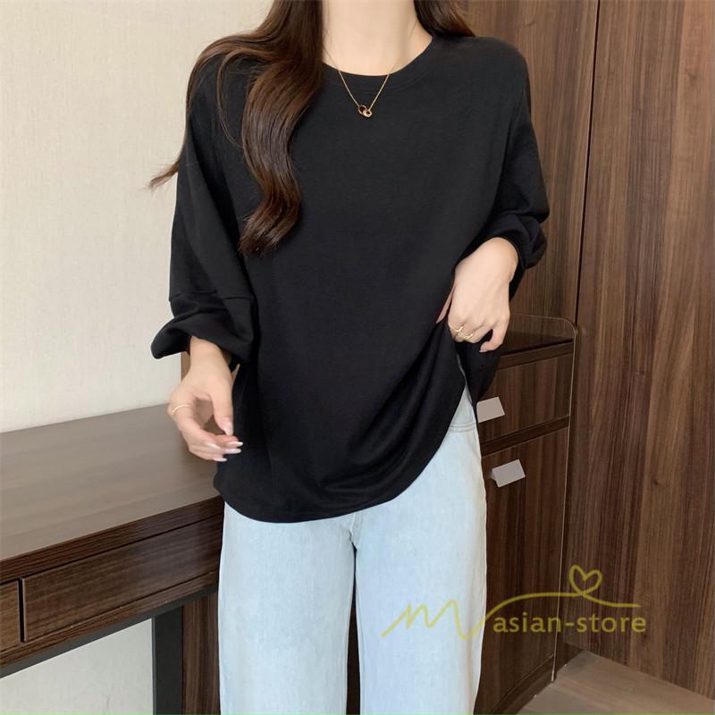 tシャツ・カットソー | 7分袖Tシャツ レディース Tシャツ 夏服 秋物 夏秋物 トップス 夏秋服 パフスリーブ ゆったり 無地 丸首 秋コーデ 春夏秋 可愛い 20代30代 40代50代 夏コーデ
