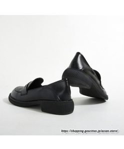 パンプス | ローファー スリッポン レディース スリップオン チャンキーヒール 太ヒール 厚底 ラウンドトゥ 黒パンプス 黒ローファー シューズ 靴 柔らかい生地