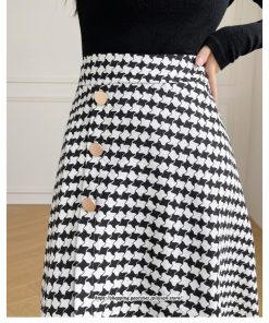 スカート | ロングきれいめ レディース ロング丈 Aライン 20代 30代 40代 50代 秋 冬 千鳥格柄 細見え 可愛い ハイウエスト お出かけ 高見え
