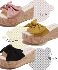 パンプス | 厚底サンダル ウエッジソール ヒールサンダル 痛くない リボンサンダル 歩きやすい レディース リゾートサンダル サマー