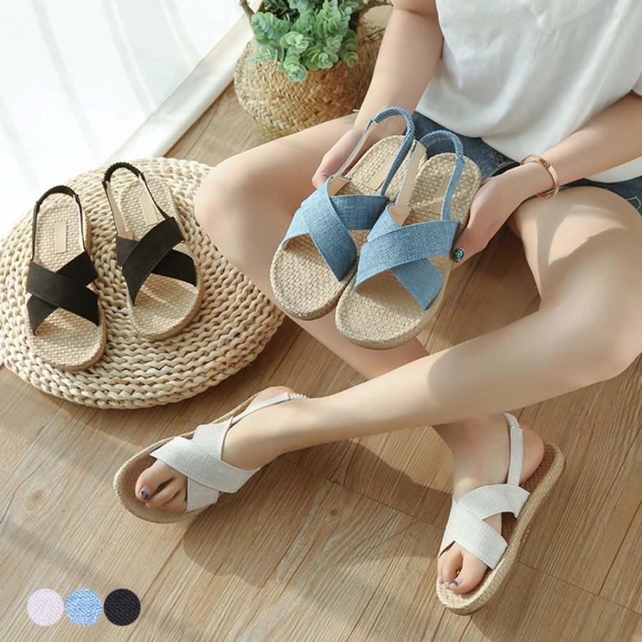 サンダル | ビーチ ローヒール 春夏 靴 フラット レディース ぺたんこ パンプス ミュール