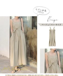 ノースリーブ | サロペット レディース 無地 着痩せ キャミサロペット 可愛い 20代 30代 カジュアル 春 夏 秋 韓国風 ゆったり パンツ コーデ プルオーバー