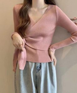 ニット・セーター | カシュクールリブニットトップス 大人秋服