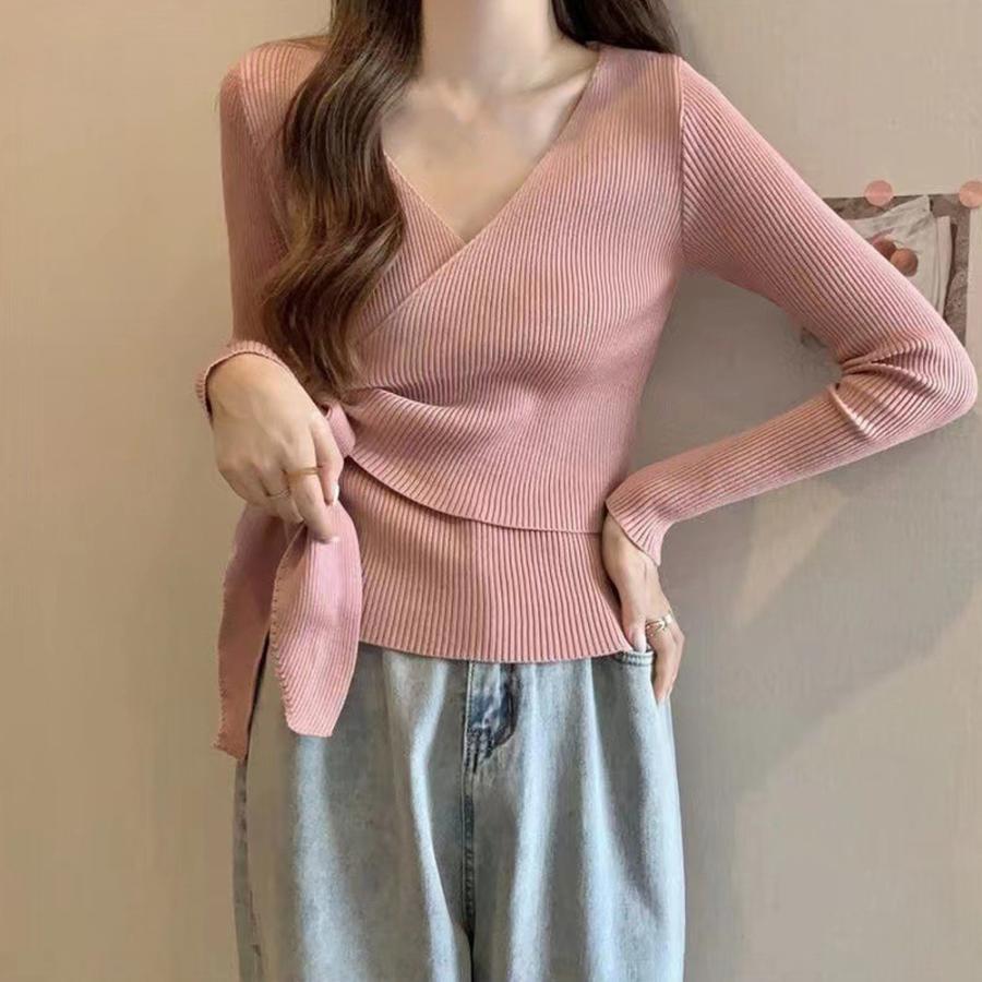 ニット・セーター | カシュクールリブニットトップス 大人秋服