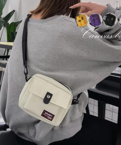 ショルダーバッグ | キャンバスバッグ 小さめ 男女兼用 スクエア ミニバッグ スマホバッグ 斜めがけ レディース
