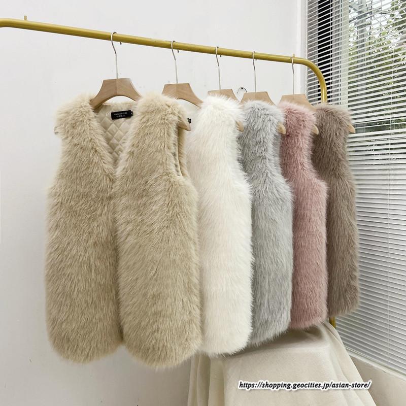 ベスト | ボリュームフェイクファーファー毛皮レディース 冬 フェイクファー 毛皮コート アウター ノースリーブ ふわふわ ジレ 秋冬 前開き