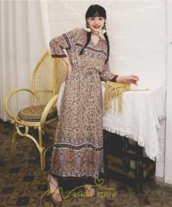 マキシ | レディース ワンピース 夏 秋 長袖ワンピ きれいめ 大人ワンピース Aライン ロングワンピース おしゃれ 大人 お呼ばれ 可愛い コットン レトロ 通勤