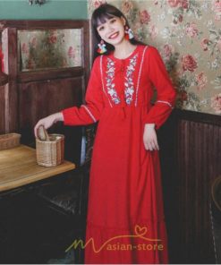 マキシ | ワンピース レディース ロング 夏秋 ゆったり 丸首 ナチュラル フレア ウィメンズ 女性用 同窓会 女子会 普段使い デート カジュアル 人気 Aライン 着やせ