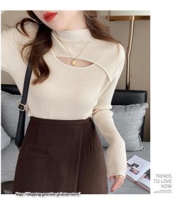 ニット・セーター | カットソー ニット レディース リブニット 長袖 秋冬 春 トップス スリム ストレッチ インナー 無地 通学通勤 着痩せ 長袖カットソー 長袖ニット プルオーバー