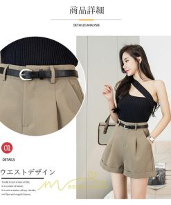 ショートパンツ | パンツ 無地 ベルト 美脚 カジュアル シンプル レディース 春 夏 ベルト付ボトムス お出かけ 日常 ズボン ゆったり 短パン