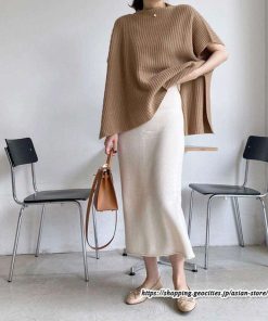 ニット・セーター | ニット レディース セーター 秋冬 春 トップス マント ポンチョ 重ね着風 大人 無地 ニットセーター 上品 サイドスリット プルオーバー ゆったり カジュアル