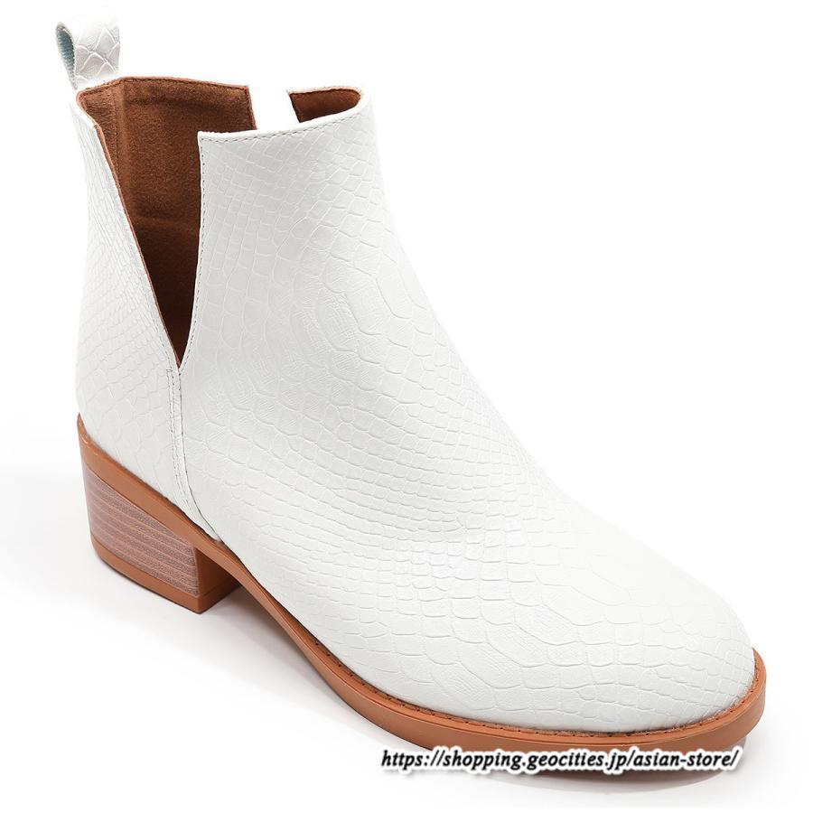 ショートブーツ | 大きいサイズ26.5cm レディース 上品 ブーツ 秋冬 春 チャンキーヒール 太ヒール シンプル ミドルヒール ブーティー 大人 スリッポン 黒ブーツ