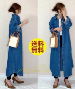 マキシ | デニムワンピース シャツワンピース ジーンズ ロング丈 ワンピース レディース デニムシャツ 秋 前開き お出かけ 長袖 ロングデニム カーディガン トレンド 2WAY