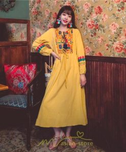 マキシ | ワンピース 個性的 ロングワンピース 細見えワンピース エスニック 綿麻 リゾート ワンピ 長袖 刺繍 カジュアル 大人 春夏秋 きれいめ 上品 ゆったり 体型カバー