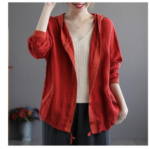 カーディガン | レディース 無地 UVカットー ライトアウター 秋コーデ 40代50代 きれいめ カジュアル フード付き エレガント 大きいサイズ 20代30代 麻混 秋服