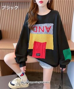 パーカー | トレーナー レディース プルオーバー クルーネック 長袖 トップス Tシャツ スウェット ゆったり 切り替え 大きいサイズ コットン 丸首 送料無料 おしゃれ 綿