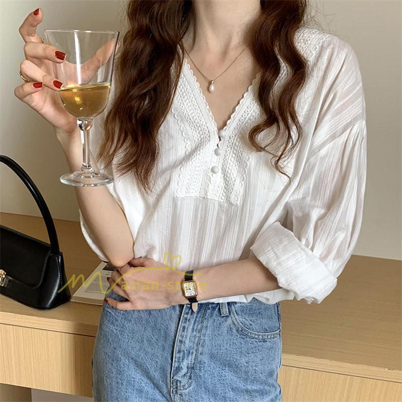 シャツ・ブラウス | カットソー 長袖 Tシャツ レディース おしゃれ 韓国ファッション トップス 上品 30代 40代 カジュアル 春夏 エレガント お出かけ ブラウス 着痩せ 上品 通勤通学