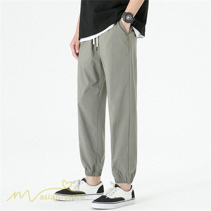 チノパン | テーパードパンツ 涼しい 薄手 アンクルパンツ メンズ テーパード ロングパンツ 無地 着痩せ サマーパンツ 夏 30代 ウエストゴム 新作 カジュアルパンツ 20代