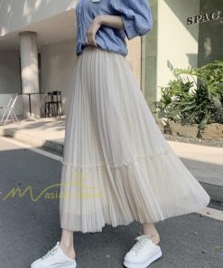 スカート | レディース チュール春夏 コーデ ウエストゴム ロングフレア着痩せ 通勤 マキシ カジュアル 20代30代40代50代 プリーツ
