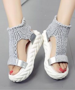 サンダル | レディース 厚底 メッシュ スポーツソックス 通気性 ニット歩きやすい