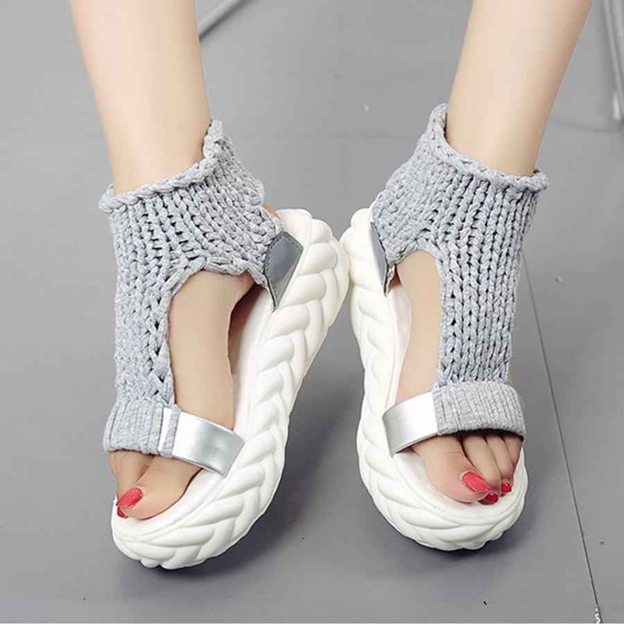 サンダル | レディース 厚底 メッシュ スポーツソックス 通気性 ニット歩きやすい